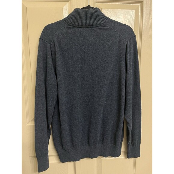 Eddie Bauer Mens Size Medium Sweater 1/4 Zip Cotton Cashmere Pullover Navy Blue - Picture 5 of 15